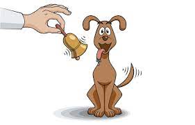cartoon of a dog responding to a bell